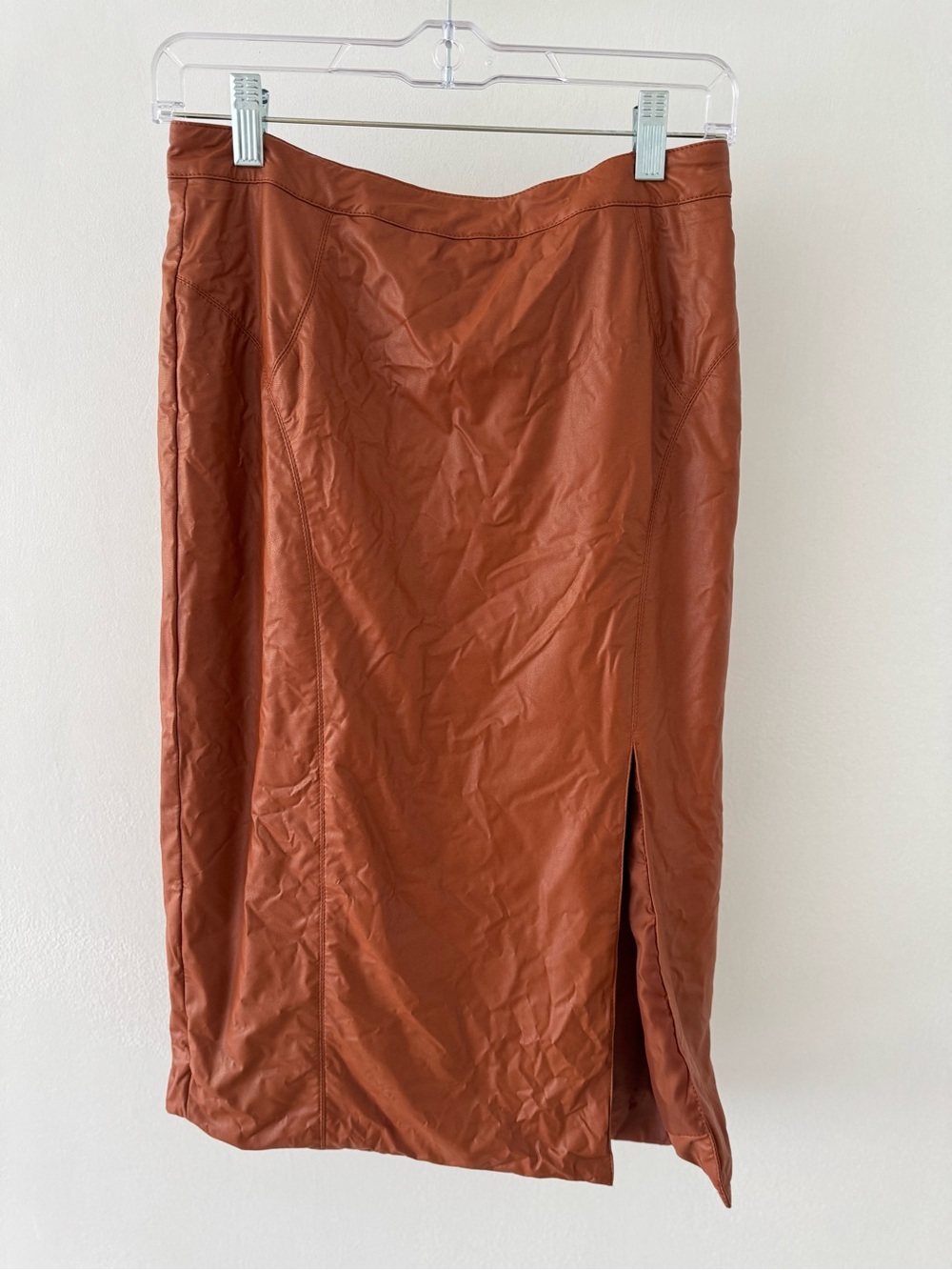 Love Riche Rust Brown Midi Skirt with Side Slit